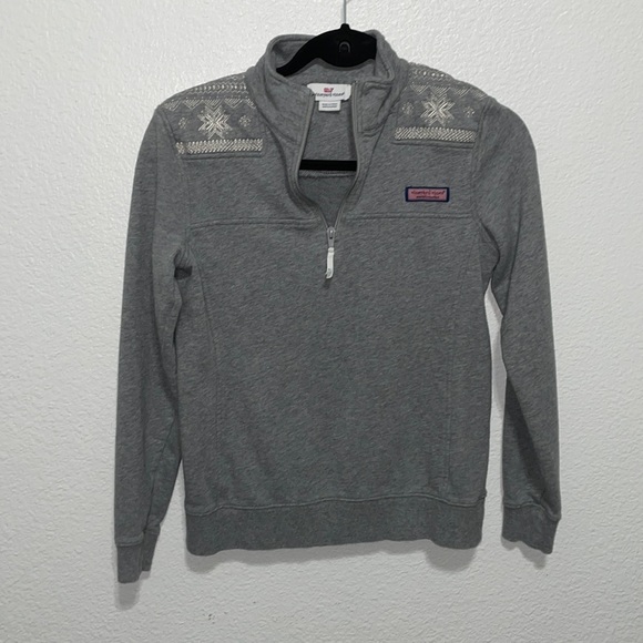 Vineyard Vines Snowflake‎ Embroidered Shep 1/4 Zip Womens Size XXS - Picture 1 of 6